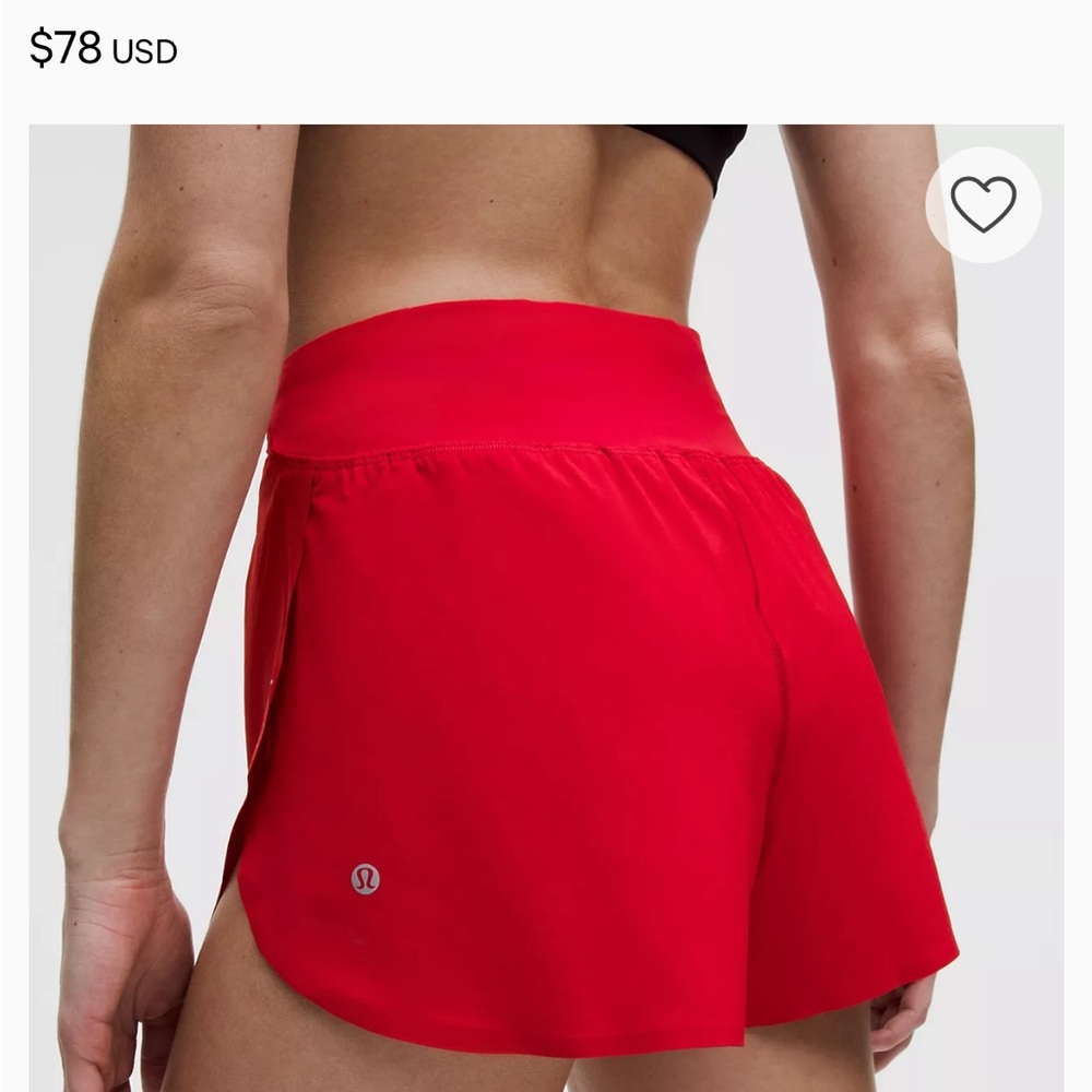 lululemon athletica fast and freeSplit Short 3" in bright red